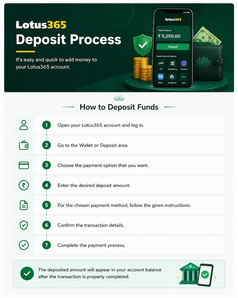 Lotus365 Deposit Process